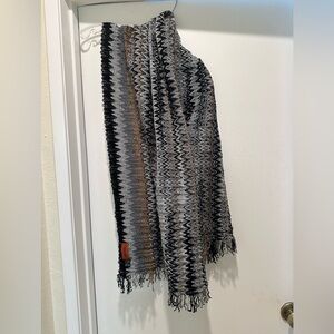 Missoni Black, Gray, Brown Zigzag Knit Throw Scarf